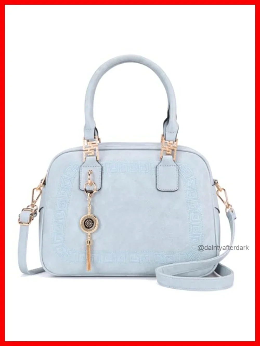 Faux Leather Satchel Handbag with Detachable Crossbody Strap